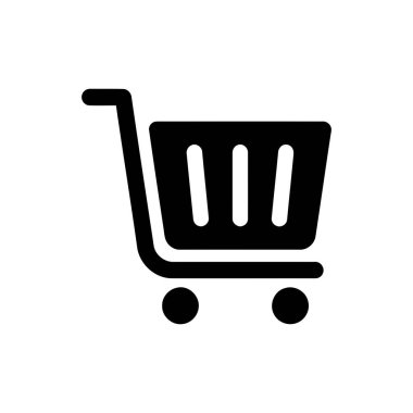 Shopping cart icon representing online commerce retail purchases This simple graphic symbol is used for digital buying processes