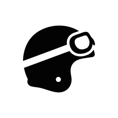 Parlak siyah bir siluet olarak tasarlanan miğfer ve gözlük simgesi çeşitli faaliyetlerin korunmasını sembolize ediyor