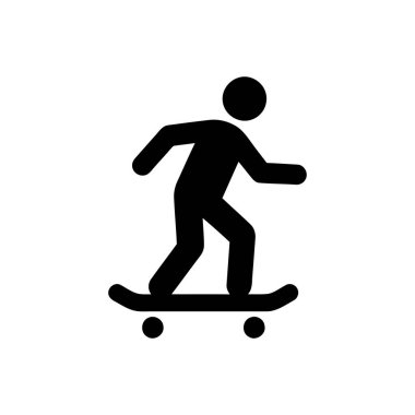 Kaykaycı silueti simgesi spor ve eğlence etkinliğini temsil eden bir kaykayı kullanan kişiyi gösteriyor