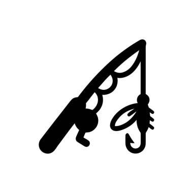 Balıkçı oltası, balık avlama eğlencesini temsil eden bir sinek yemi ve kanca içerir.