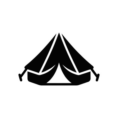 Açık hava maceraları ve gezi keşifleri için çadır barınağı basit bir grafik simgesi olarak sunuluyor