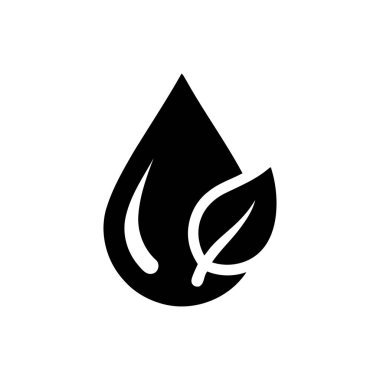 Çevre dostu su damlası ve yaprak ikonu organik tazelik ve çevresel bakımla doğal sıvıyı betimler.