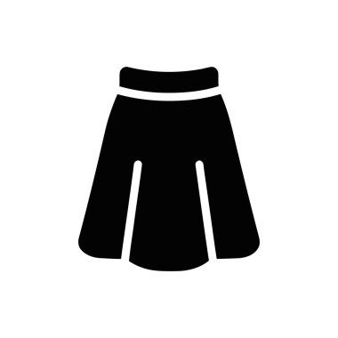 Temiz beyaz arkaplana karşı siyah bir siluet olarak sunulan etek simgesi