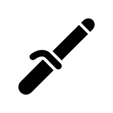 Saç maşası, mükemmel bukleler için modern saç şekillendirme aracını temsil eden parlak siyah bir ikondur.