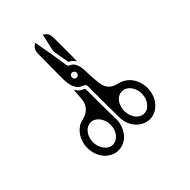 Çeşitli görevler için çok yönlü bir kesme aracını temsil eden beyaz bir arkaplanda izole edilmiş makas siyah siluet çizimi