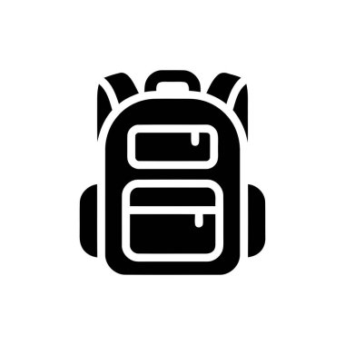 Eğitimi veya seyahati temsil eden basit bir düz tasarım ikonu olarak tasvir edilen sırt çantası