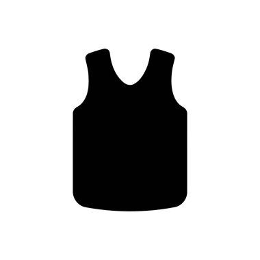 Beyaz arkaplandaki yelek silueti temiz çizgileri olan basit bir siyah yelek gösteriyor.
