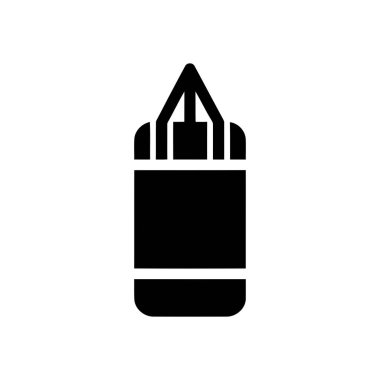 Kum torbası siyah siluet simgesi spor faaliyetleri için boks ve fitness eğitim ekipmanlarını temsil ediyor