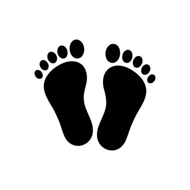 Beyaz arkaplandaki siyah çift simgesinde en az temiz tasarımı gösteren ayak izleri silueti