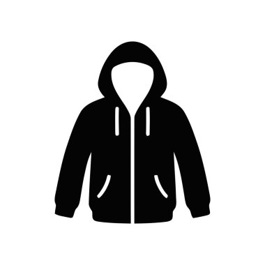 Moda grafikleri ve ürün markaları için uygun kapüşonlu bir ceketin kapüşonlu siluet simgesi