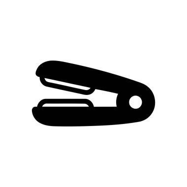 Kalın siyah siluet ile zımba simgesi modern ofis markalaşması için beyaz arka planda oturur