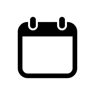 Takvim simgesi siyah silueti önemli tarihleri ve yaklaşan olayları temsil eder. Bu, zaman yönetimi ve zamanlamanın sembolüdür.