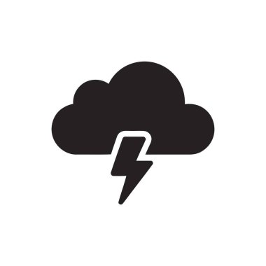 Bulut ve şimşek yıldırımları hava tahmini simgesi grafiği Fırtınalar için basit siyah ve beyaz tasarım sembolü