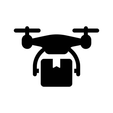 İnsansız hava aracı, modern hızlı ulaşım lojistik servisini simgeleyen paket simgesi taşıyor