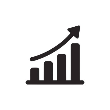 Artan bir ok ile büyüme çubuğu grafiği pozitif iş ilerlemesini ve finansal başarıyı betimliyor
