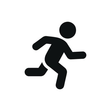 Temiz beyaz arka planda insan silueti çalıştırmak hızlı atletik hareketi ve fiziksel aktiviteyi sembolize ediyor