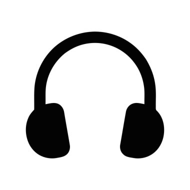 Kulaklıklar ses müziğini ve dinleme kavramlarını temsil eden beyaz arkaplandaki basit siyah siluet simgesi