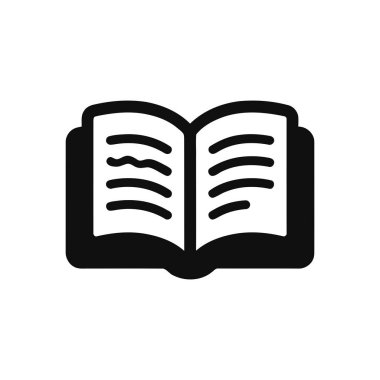 Eğitim kavramları için ideal soyut metin satırlarıyla açık sayfaları temsil eden kitap simgesi