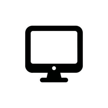 Basit bir grafik simgesi olarak bembeyaz ekranlı bilgisayar monitörü