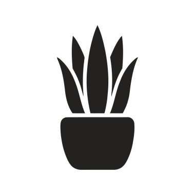 Modern ev dekorasyonu için minimalist bir siluet ikonunda ev bitkisi Basit grafik çizimi