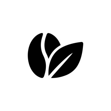 Beyaz arkaplanda üç stilize yaprak ile yaprak minimalist siyah simge