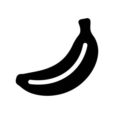 Muz silueti simgesi yemek temaları için beyaz zemin üzerinde basit bir siyah meyve göstermektedir
