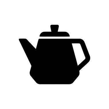 çaydanlık katı siluet simgesi beyaz arkaplan minimal tasarımı merkezli