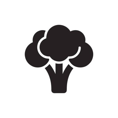 Beyaz arkaplanda basit ve kalın şekilli bir sebzenin Brokoli silueti simgesi