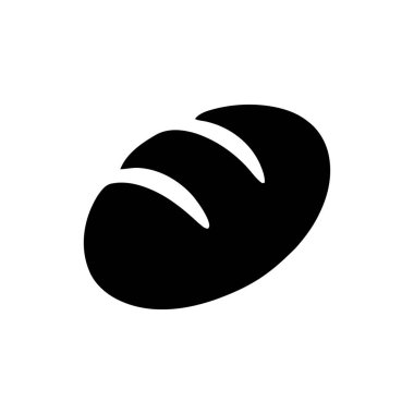 Katı siyah siluette ekmek somunu simgesi, beyaz arkaplanda iki puan var.