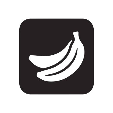 Muz simgesi yuvarlak bir meydanın içinde koyu siyah beyaz minimalist tarzda iki meyve gösteriyor