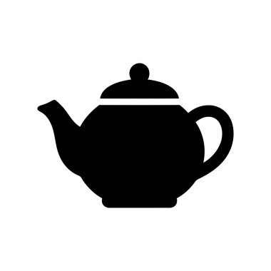 Çaydanlık silueti simgesi beyaz arkaplanda koyu siyah olarak klasik çaydanlık şeklini gösterir