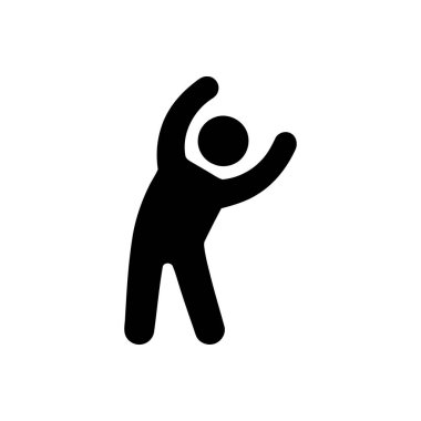 Kolları havada, bacakları ayrık, esnekliği ve egzersizi temsil eden stilize bir insan tasvir eden esnek bir simge