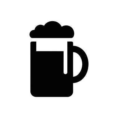 Bira kupası resmetme köpüklü içecekle dolu bir bardağın siyah siluet tasarımı