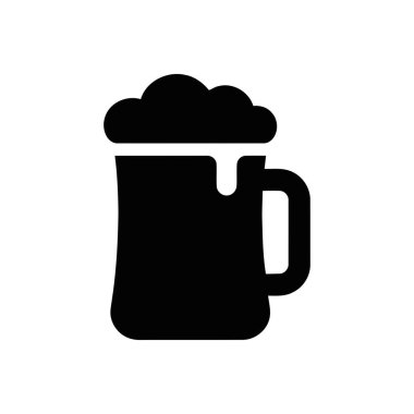 Bira kupası çizimi, üzerinde köpüklü bir kafa olan basit bir siyah grafik tasarımı gösteriyor.
