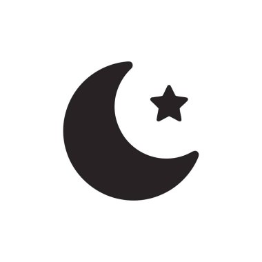 Yıldız ikonu hilal şeklinde bir ay ve genellikle gece ve çeşitli kültürel bağlamlarla ilişkili bir yıldız sembolünü temsil eder.