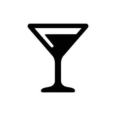 Minimalist siyah dizaynlı bir martini cam ikonu beyaz arka planda göze çarpar.