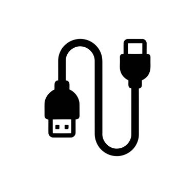 USB kablo simgesi iki aygıtı bağlamak için kısa bir veri transfer kablosu çizer