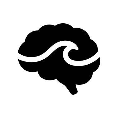 Beyin dalgası sembolü, akıl sağlığı ve yaratıcılığı temsil eden bir insan beyninin biçimlendirilmiş beyaz dalga modelidir.