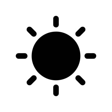 Güneş simgesi, sıcaklığı, parlaklığı ve gündüz hava koşullarını gösteren basit siyah bir grafik