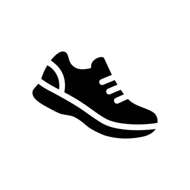 Ayakkabı grafik ikonu spor ve aktif yaşam tarzlarını temsil etmek için mükemmel bir modern spor ayakkabısı tasvir ediyor