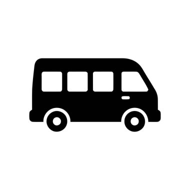 Minibüs silueti nakliye ve seyahat amacıyla bir yolcu mekiği tasvir ediyor.