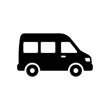 Minibüs siyah siluet basit ulaşım aracı iş lojistik dağıtım hizmeti