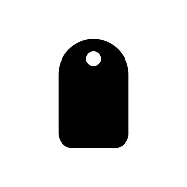 Düz beyaz zemin üzerinde dairesel delik olan siyah dikdörtgen minimalist etiketi etiketle