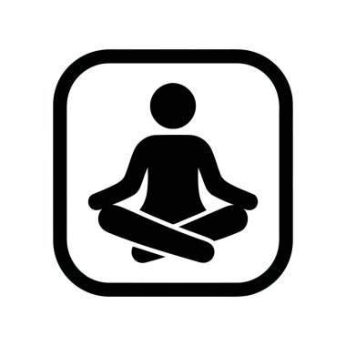 Nilüfer çiçekli meditasyon insanı, barış ve farkındalık kavramını temsil eden yuvarlak kare bir çerçeve içinde poz verir