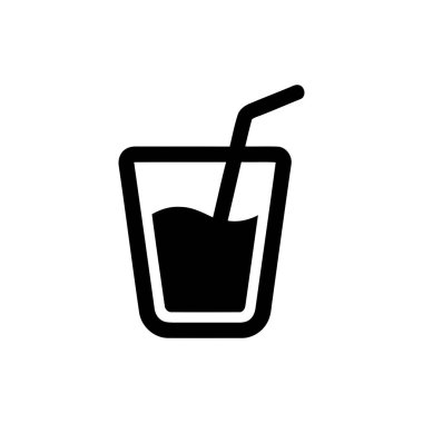 Basit bir siyah beyaz taslak simgesi olarak yapılmış bir pipetle bir bardakta iç