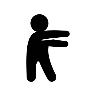 Siluet simgesi, temiz beyaz bir arkaplanda kollarını ileri uzatmış minimalist bir insan figürünü gösteriyor