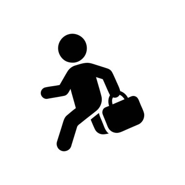 Elinde evrak çantasıyla koşan bir iş adamı, aciliyeti ve hızlı bir profesyonel hayatı tasvir eder. Bu siluet, yoğun bir kariyeri simgeler.