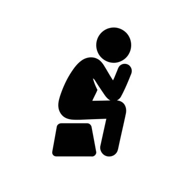 Düşünen kişi, düşünceli bir siluette otururken basit grafik iletileri düşünmeyi ve yansıtmayı gösterir.