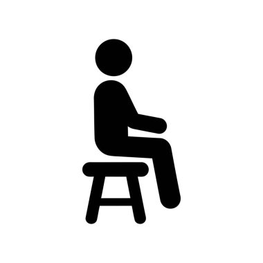 Taburede oturan kişi basit bir siyah siluet simgesi olarak tasvir edilir. Tabela için uygun beyaz bir arkaplan karşısında.