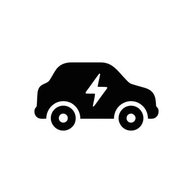 Şarj olan veya yenilenebilir enerjiyi temsil eden yıldırımlı elektrikli araba sembolü